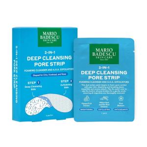 imageMario Badescu 2in1 Deep Cleansing Pore Strip Dual Action Foaming Cleanser and AHA Exfoliators Patches for Nose Chin and Forehead Removes Whiteheads Blackheads and Sebum 6 Pack